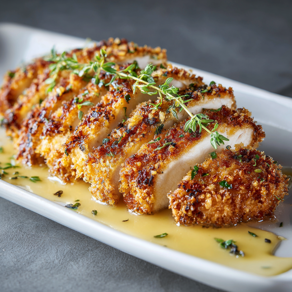 Crispy Parmesan Crusted Chicken with Lemon Butter Sauce Recipe