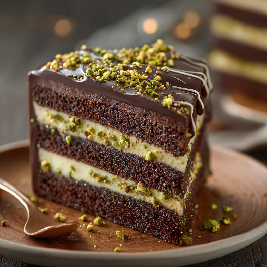 Chocolate Pistachio Velvet Cake Recipe