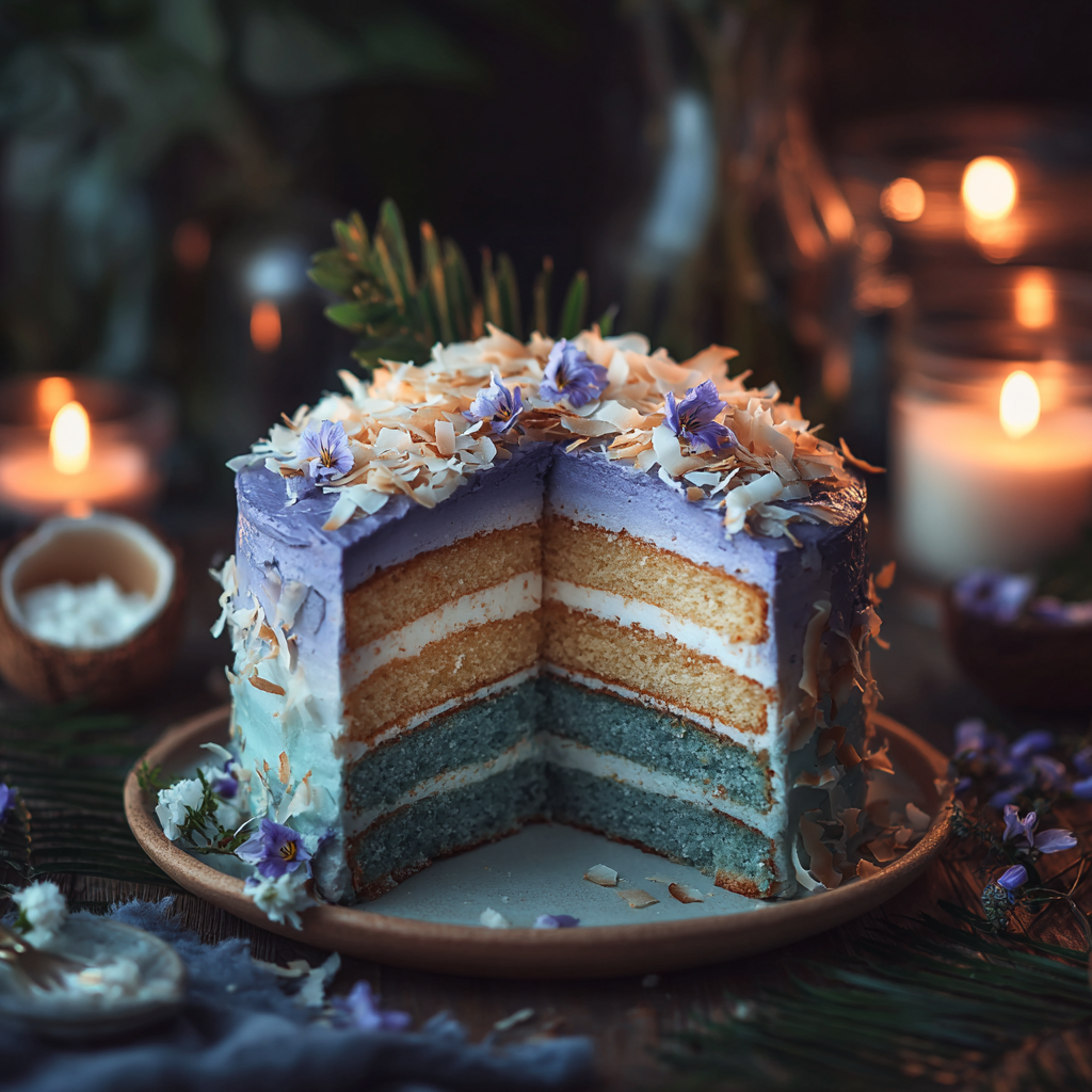 Blue Pea Flower Coconut Cake Recipe 2 Blue Pea Flower Coconut Cake Recipe - Recipe Image
