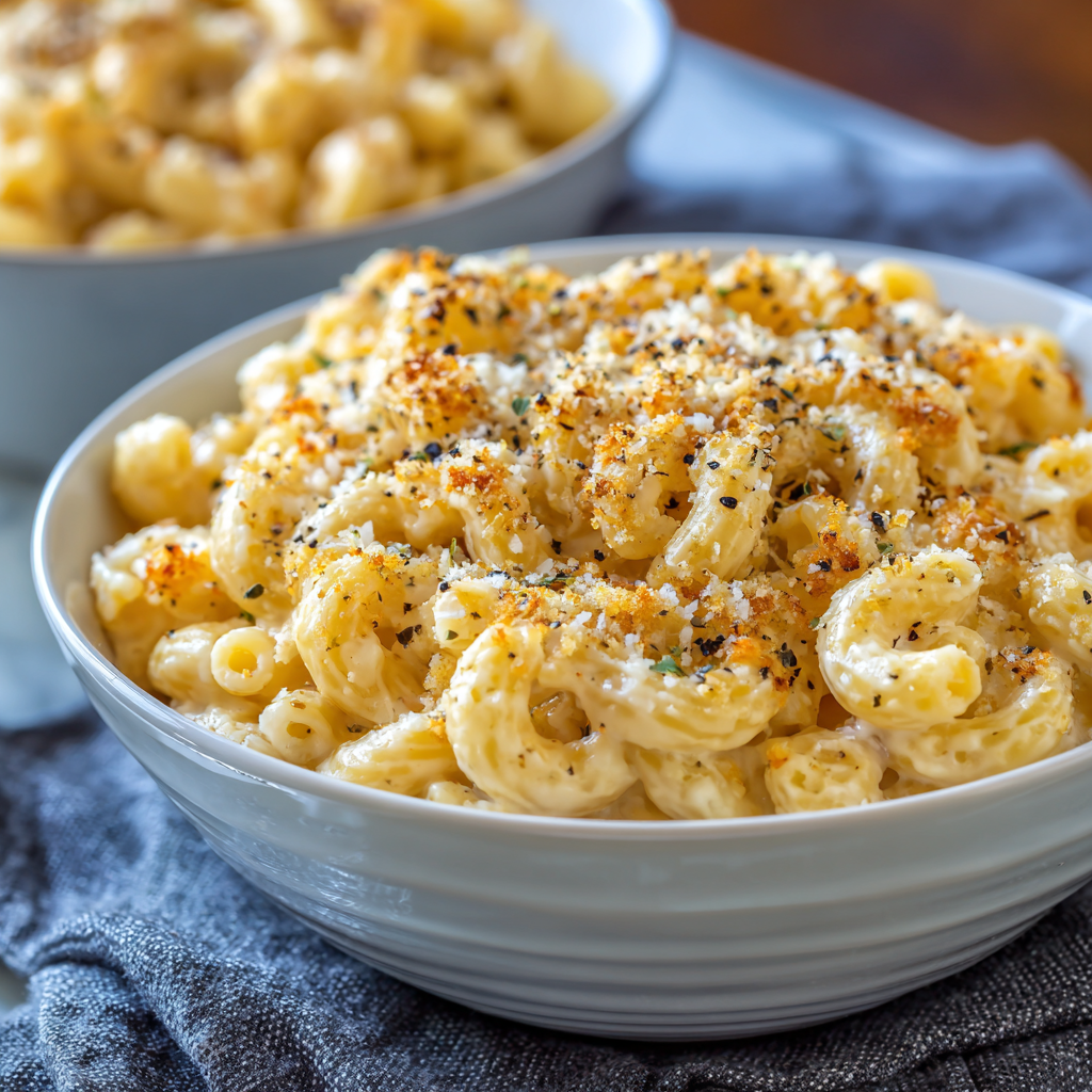 Ultra Creamy Slow Cooker Garlic Parmesan Mac and Cheese Recipe - Recipe Image