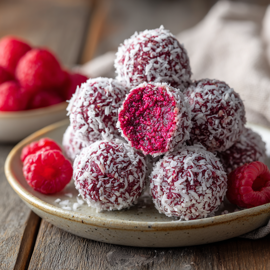 Raspberry Coconut Energy Balls Recipe - Recipe Image