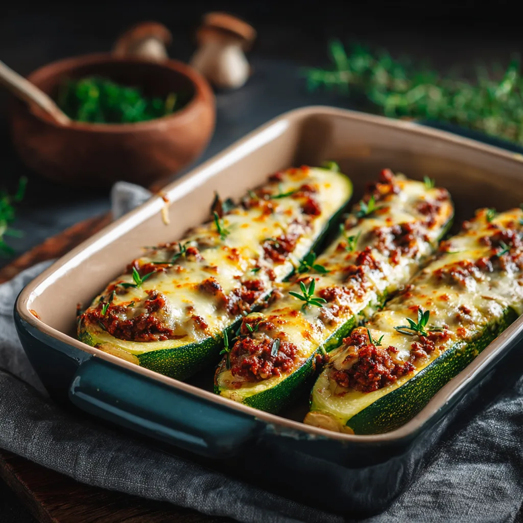 Baked Stuffed Zucchini Boats Recipe 2 Baked Stuffed Zucchini Boats Recipe - Recipe Image
