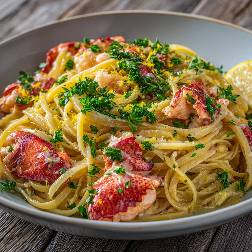 Lobster Garlic Butter Linguine Recipe - Recipe Image