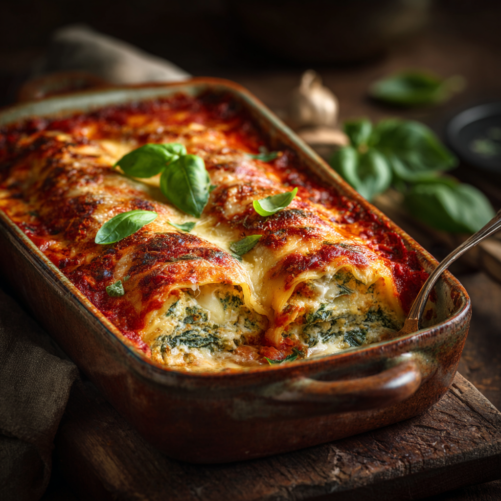Baked Spinach Ricotta Cannelloni Recipe - Recipe Image