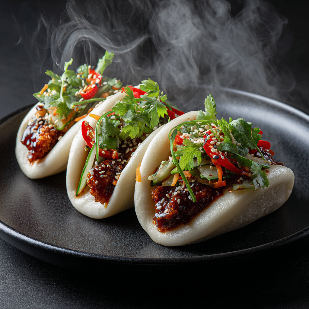 Spicy Korean-Style Chicken Bao Buns Recipe - Recipe Image