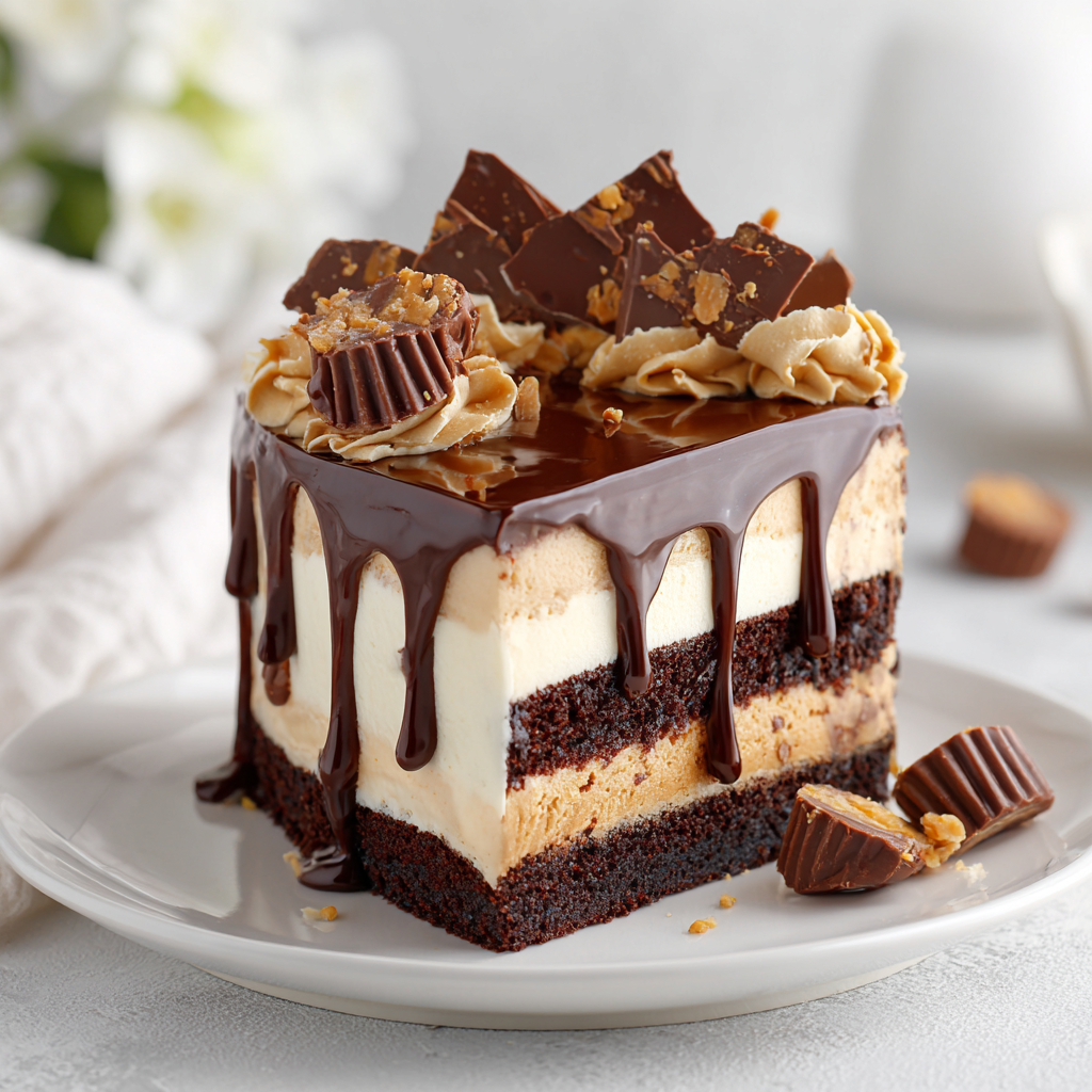 Chocolate Peanut Butter Mousse Cake Recipe - Recipe Image