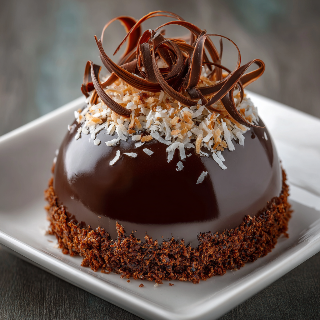 Chocolate Coconut Mousse Dome Cake Recipe 2 Chocolate Coconut Mousse Dome Cake Recipe - Recipe Image