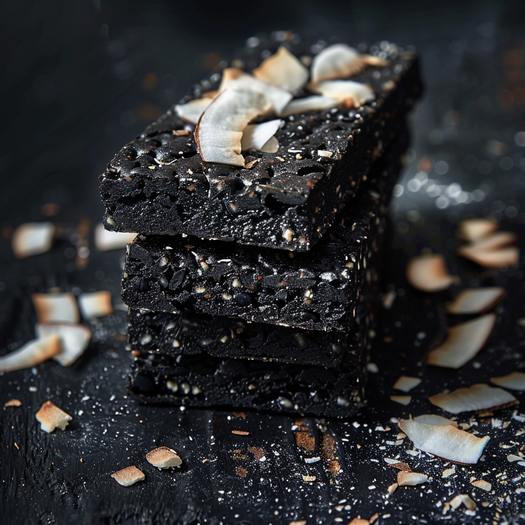 Charcoal Coconut Energy Bars: Jet Black Power Recipe - Recipe Image
