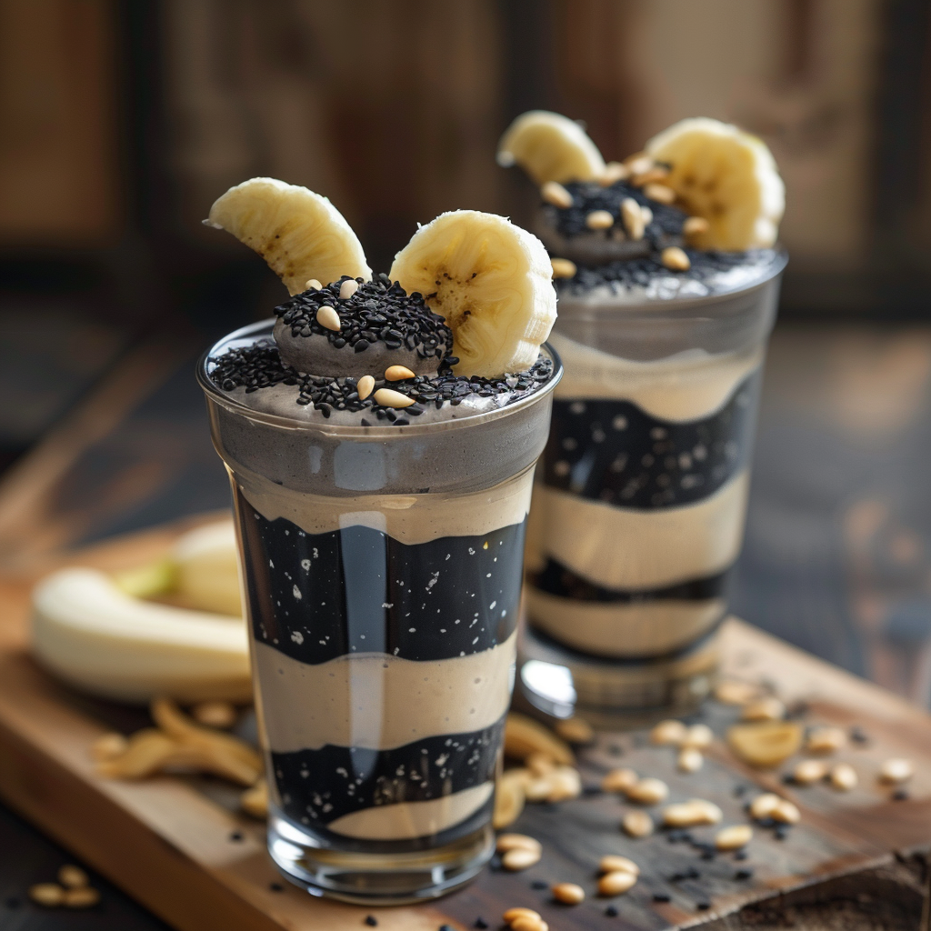 Black Sesame Banana Cream: Dark Nutty Smoothness Recipe - Recipe Image