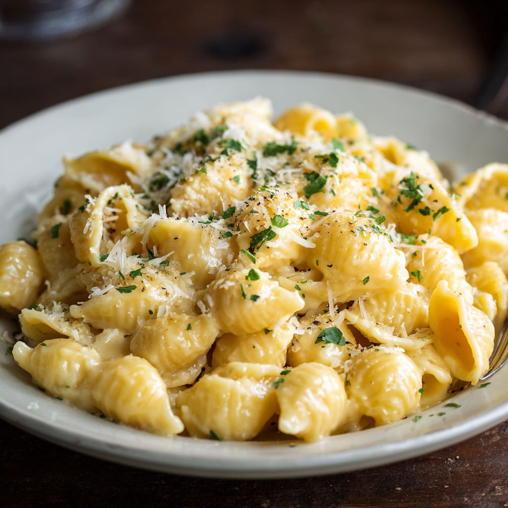 Ultra Creamy Slow Cooker Garlic Parmesan Mac and Cheese Recipe - Recipe Image