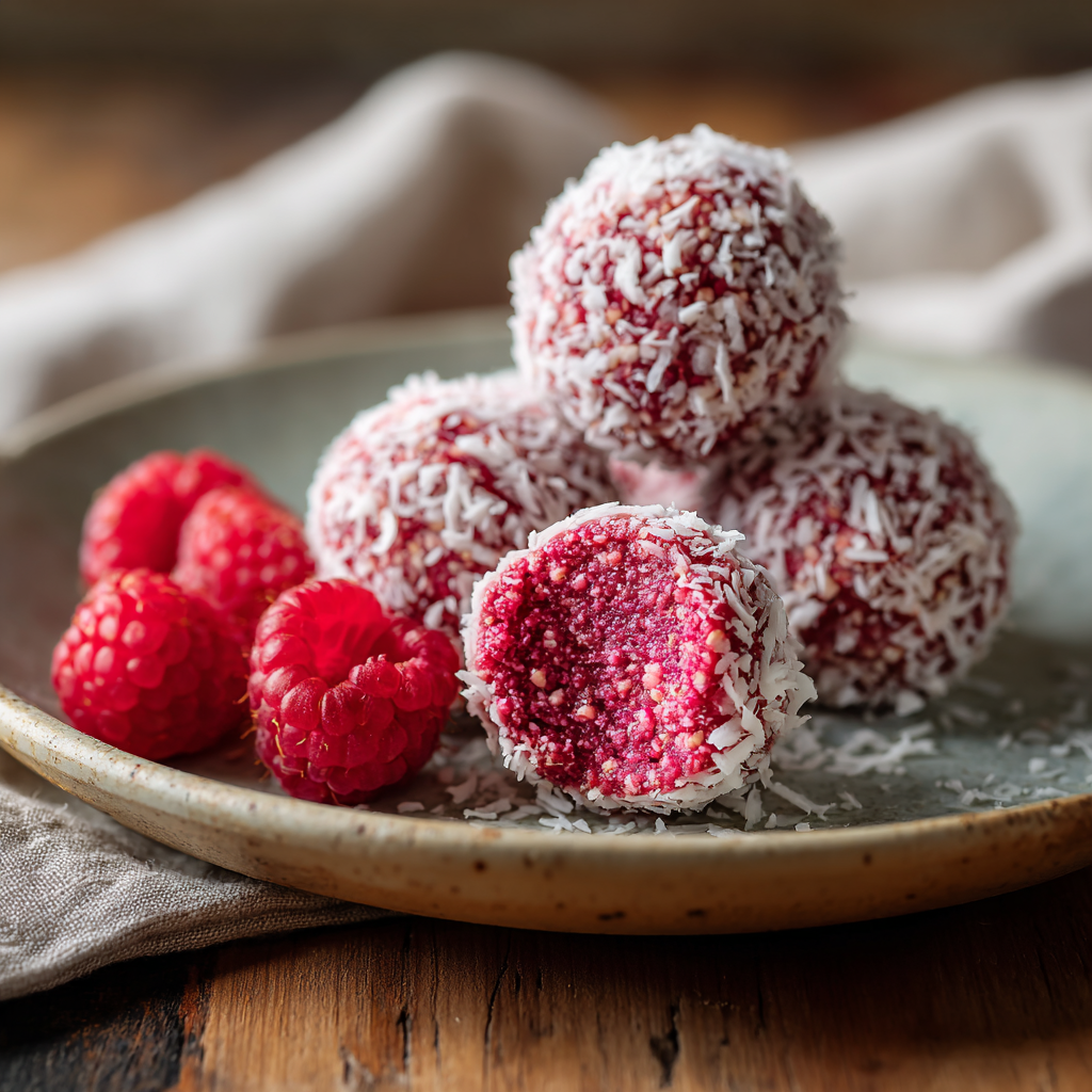 Raspberry Coconut Energy Balls Recipe - Recipe Image