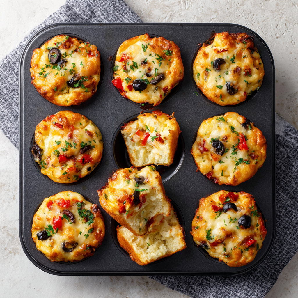 Savory Muffin Pizza Cups Recipe 3 Savory Muffin Pizza Cups Recipe - Recipe Image