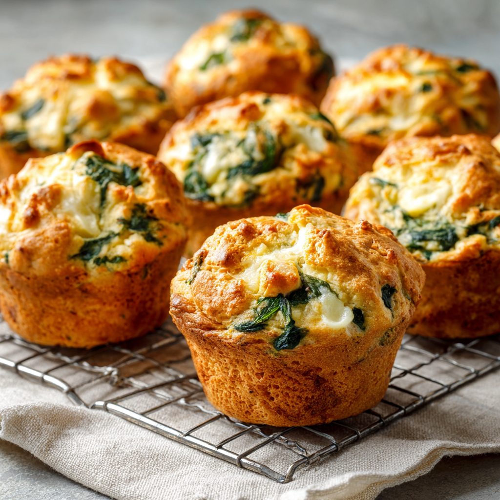 Cheesy Spinach Muffins Recipe 3 Cheesy Spinach Muffins Recipe - Recipe Image