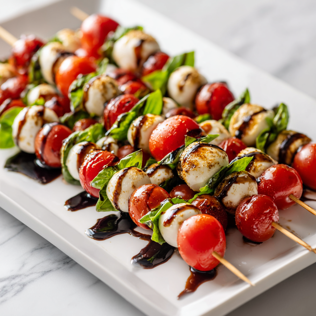 Caprese Salad Skewers Recipe 3 Caprese Salad Skewers Recipe - Recipe Image