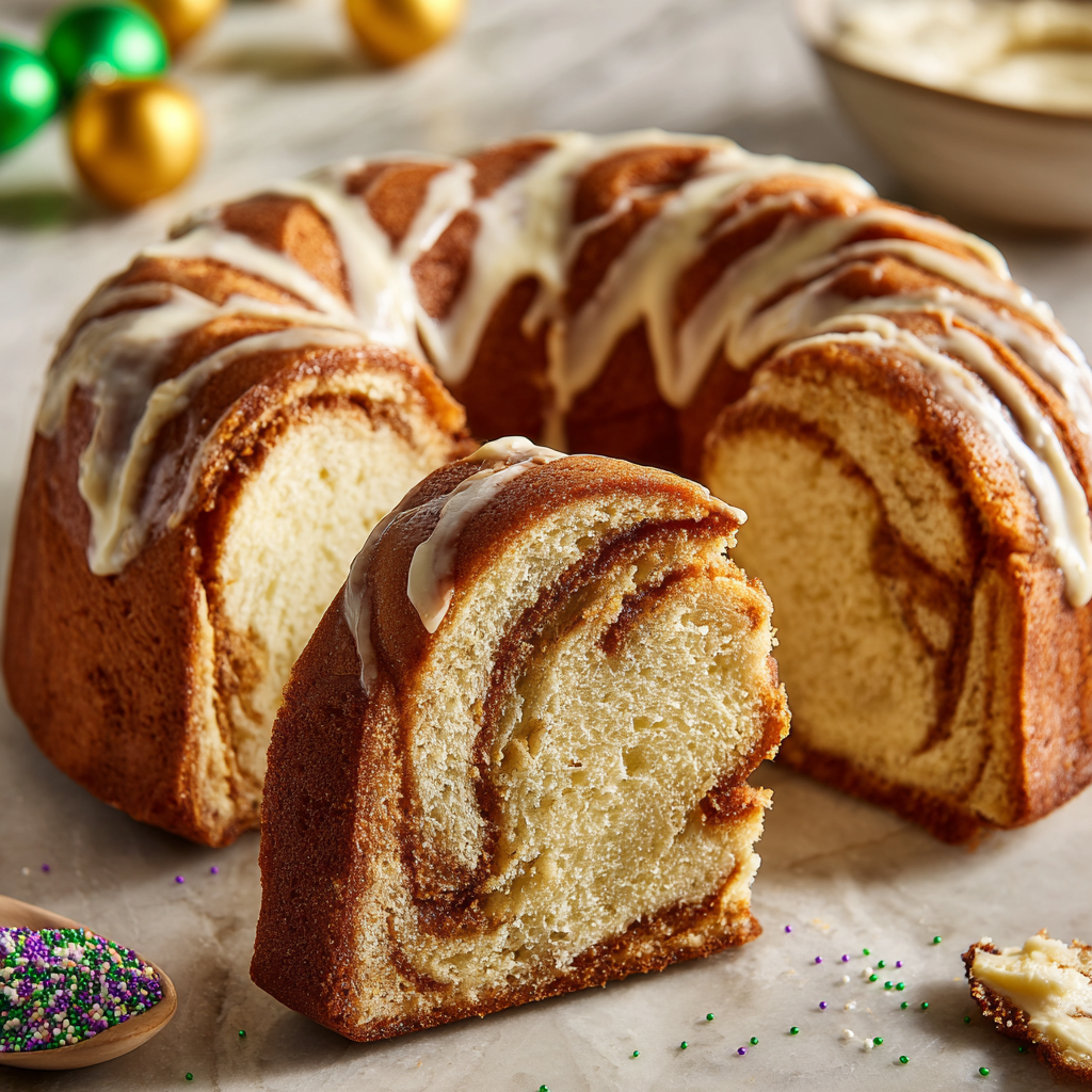 Cream Cheese Swirl King Cake Recipe - Recipe Image