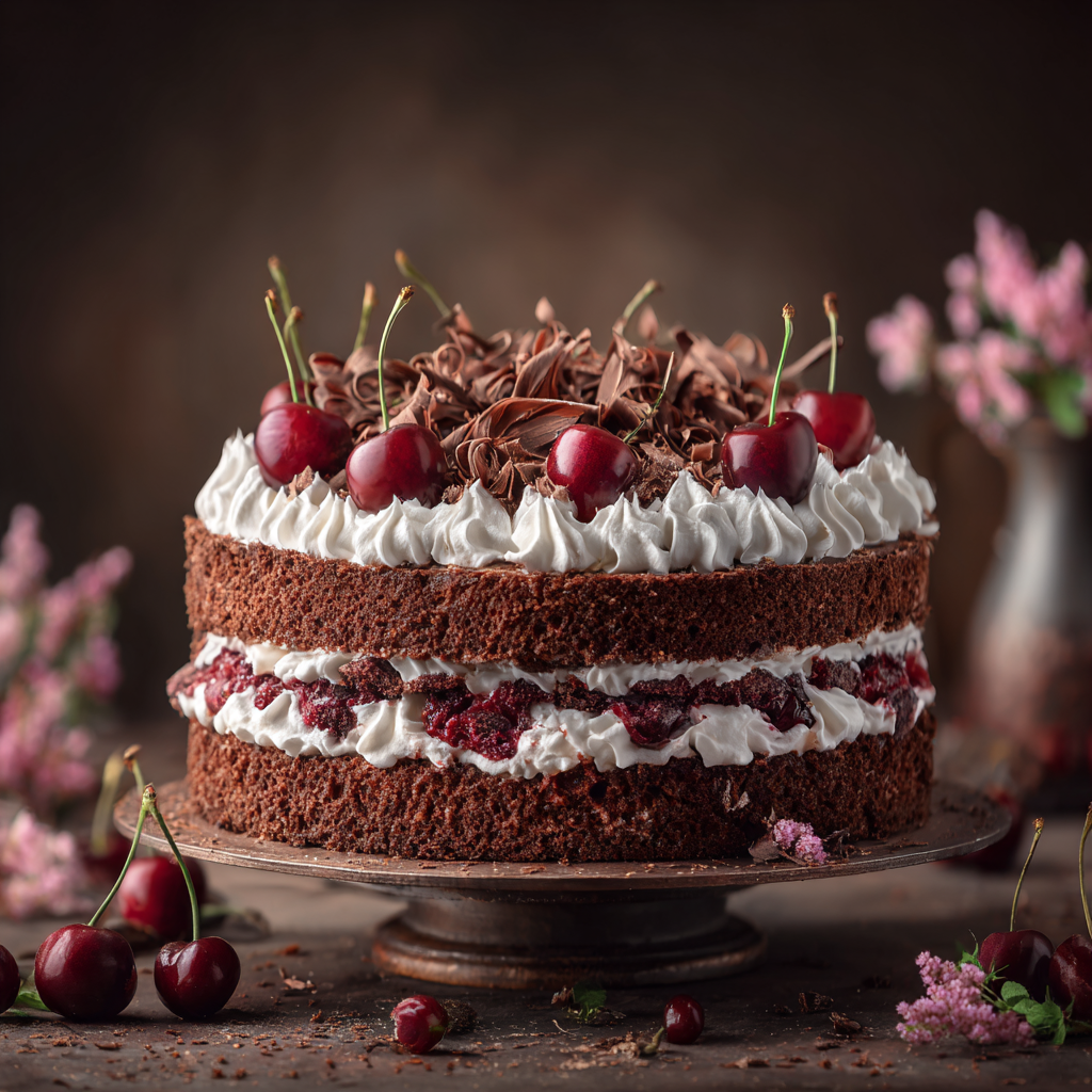 Chocolate Cherry Black Forest Cake Recipe 3 Chocolate Cherry Black Forest Cake Recipe - Recipe Image