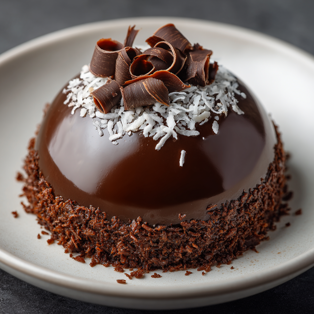 Chocolate Coconut Mousse Dome Cake Recipe 3 Chocolate Coconut Mousse Dome Cake Recipe - Recipe Image