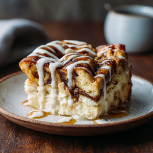 Pour the bread mixture into the prepared baking dish, spreading it evenly Recipe