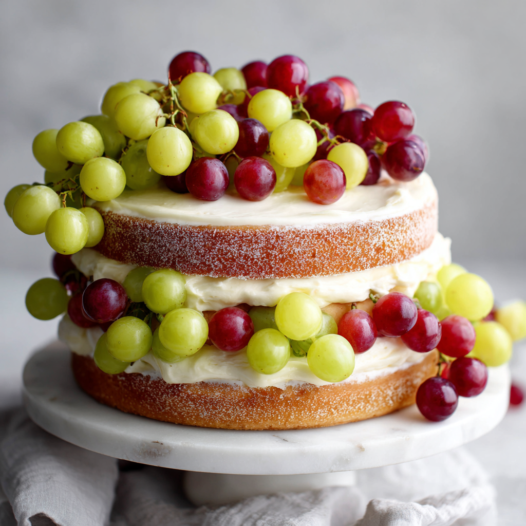 Grapes & Cream Cake Recipe 3 Grapes & Cream Cake Recipe - Recipe Image