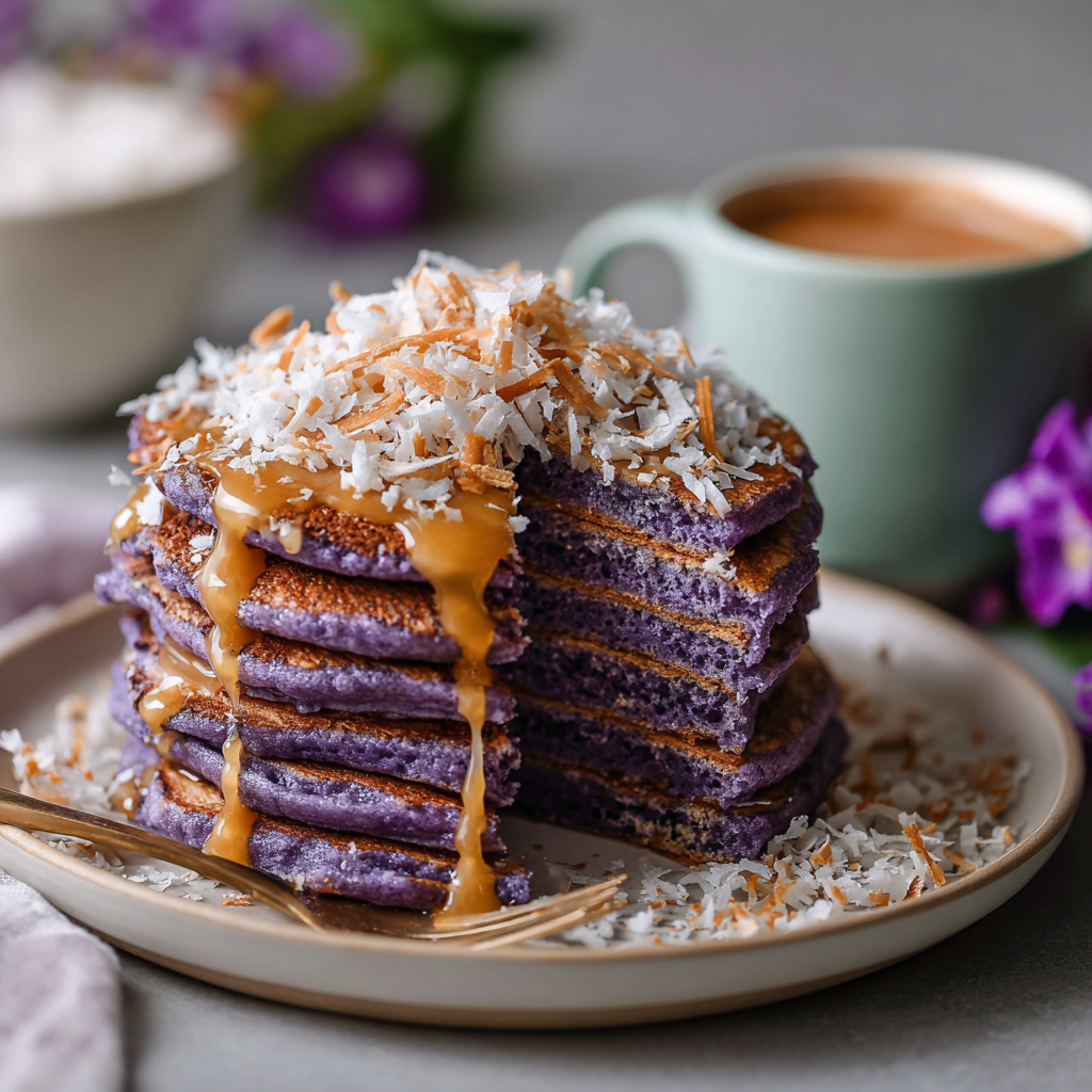 Ube Coconut Pancakes Recipe