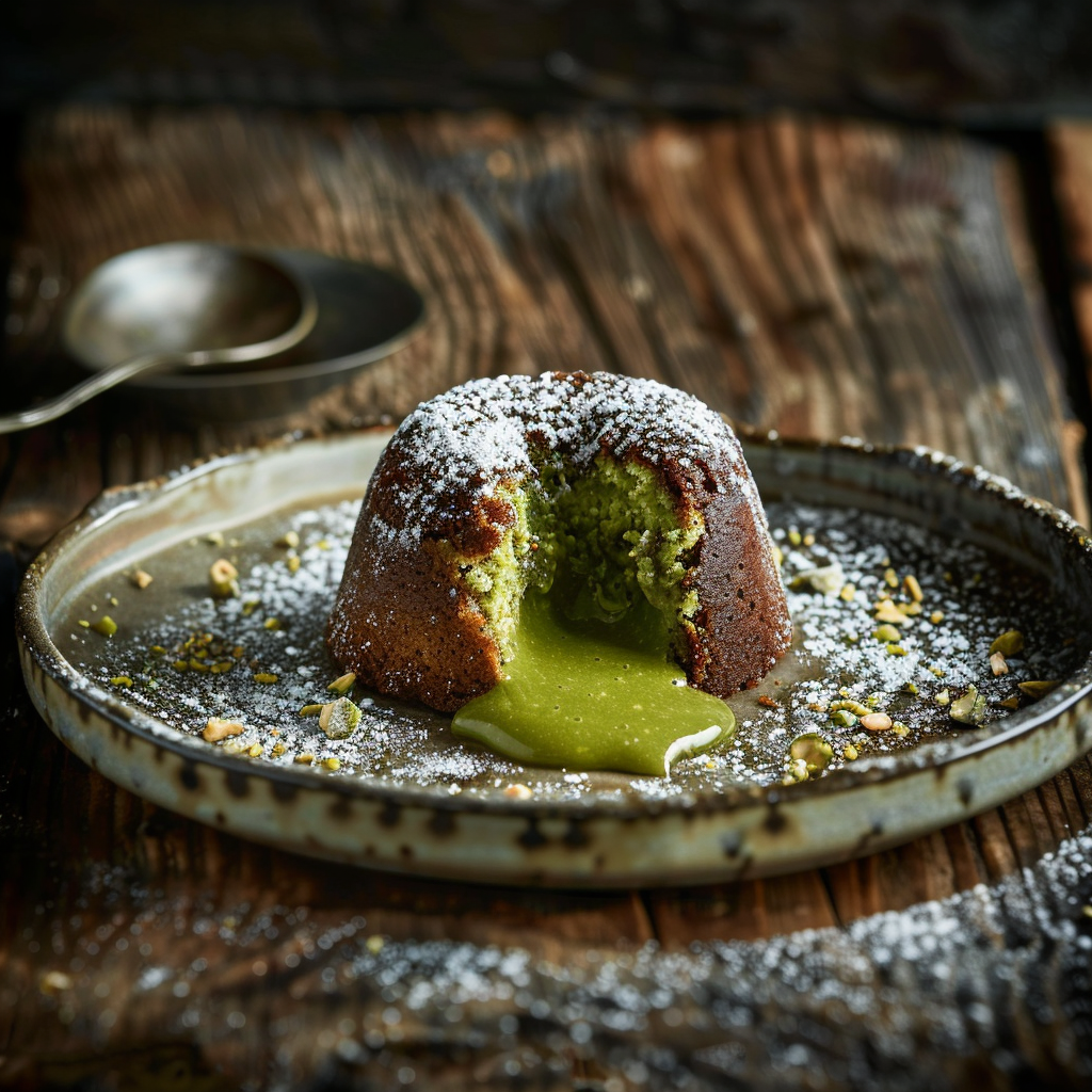 Molten Pistachio Lava Cake 💚 Recipe