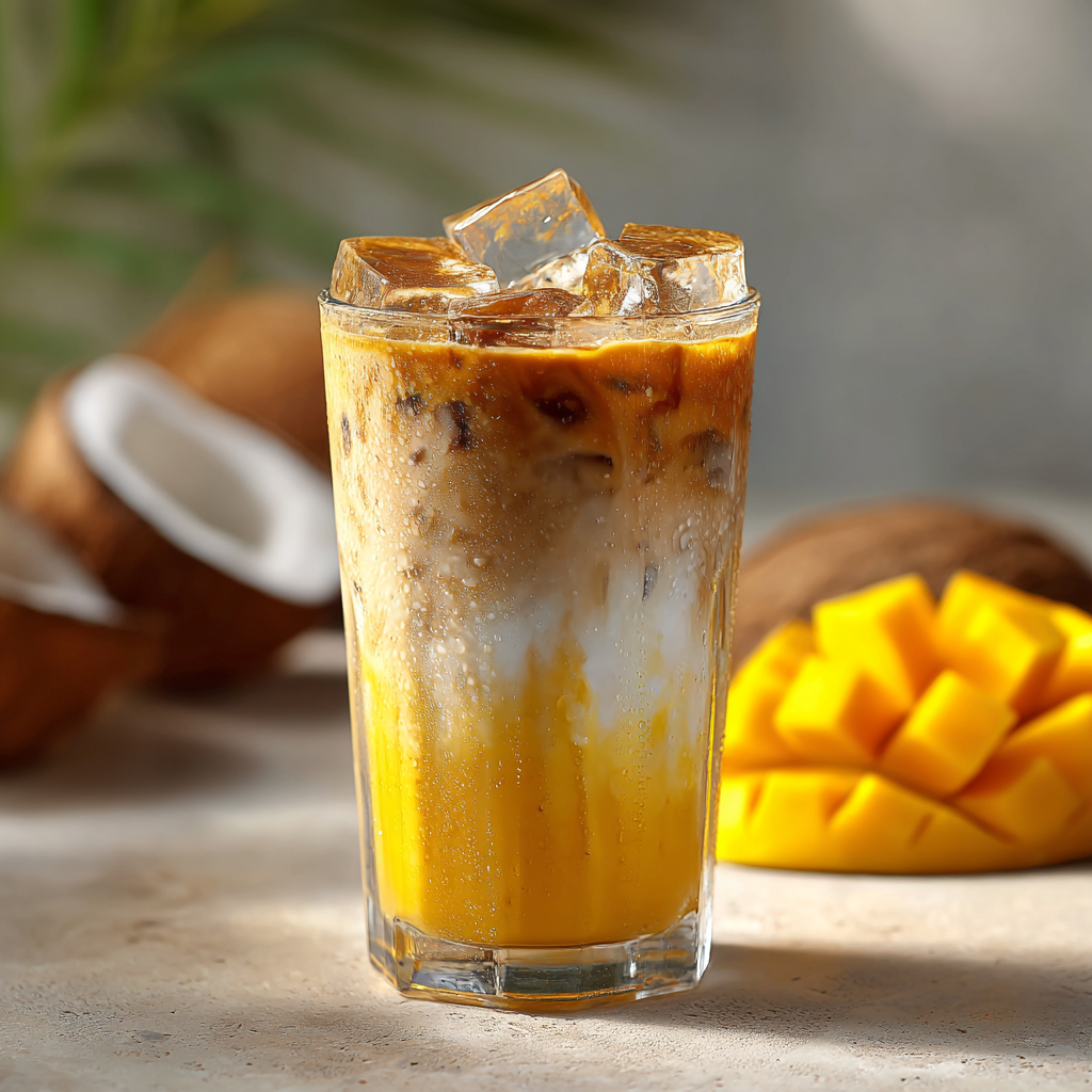Mango Coconut Iced Latte Recipe 2 Mango Coconut Iced Latte Recipe - Recipe Image