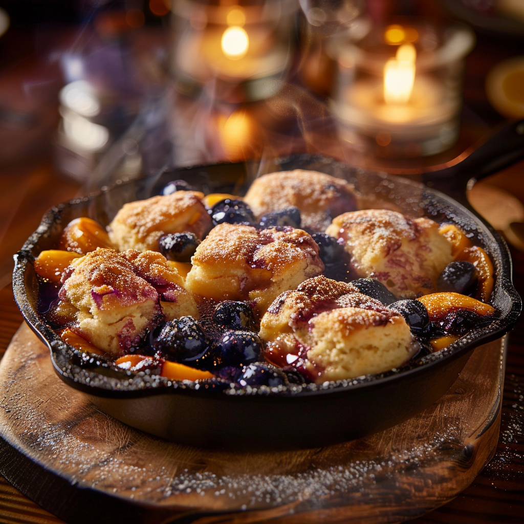 Easy Homemade Peach & Blueberry Grunt Recipe - Recipe Image