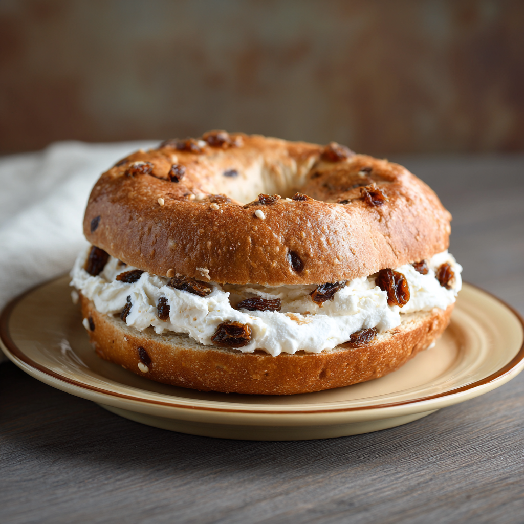 Cinnamon Raisin Bagel with Cream Cheese Recipe - Recipe Image