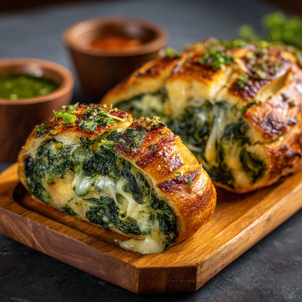 Spinach Cheese Stuffed Bread Recipe - Recipe Image
