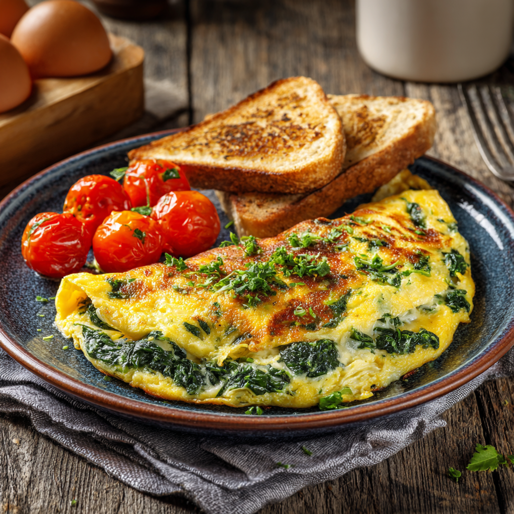 Spinach Cheese Omelette Recipe - Recipe Image