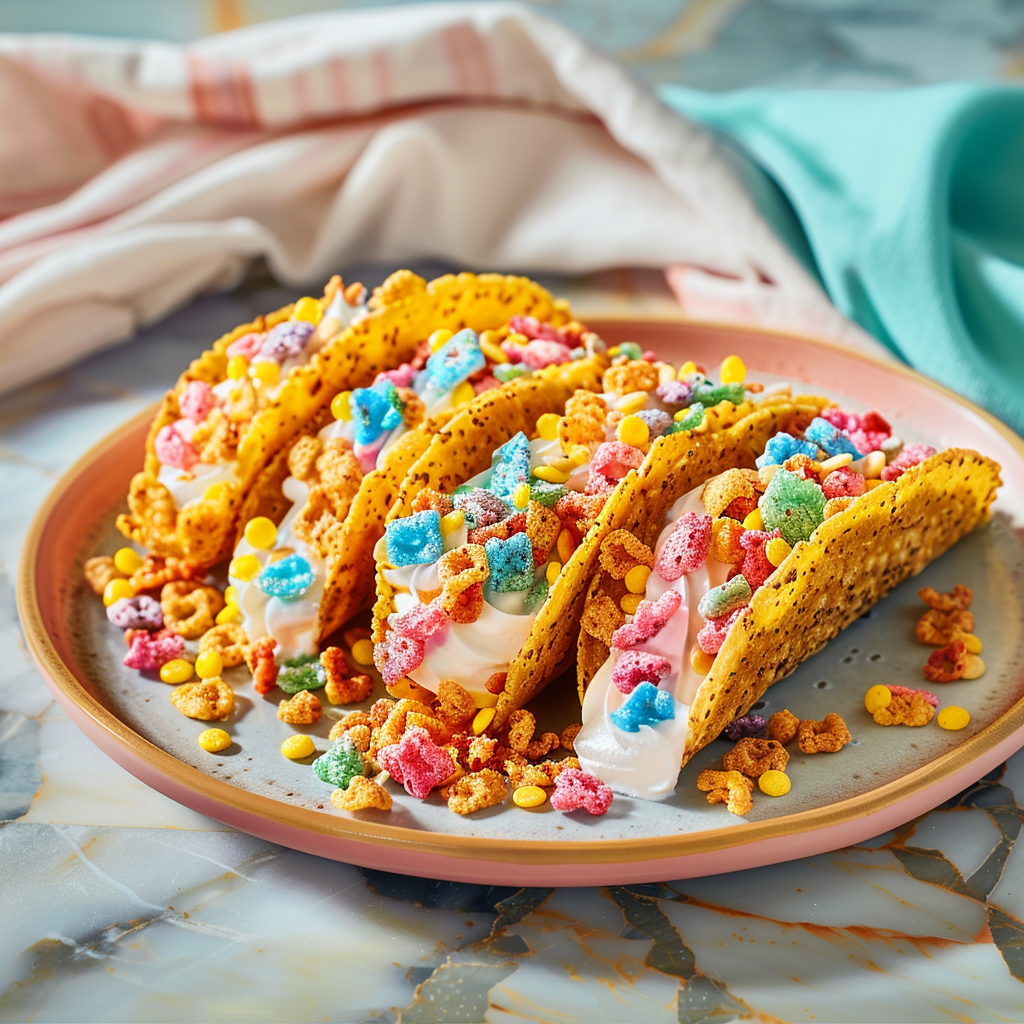 Fruity Pebbles Cheesecake Tacos Recipe - Recipe Image