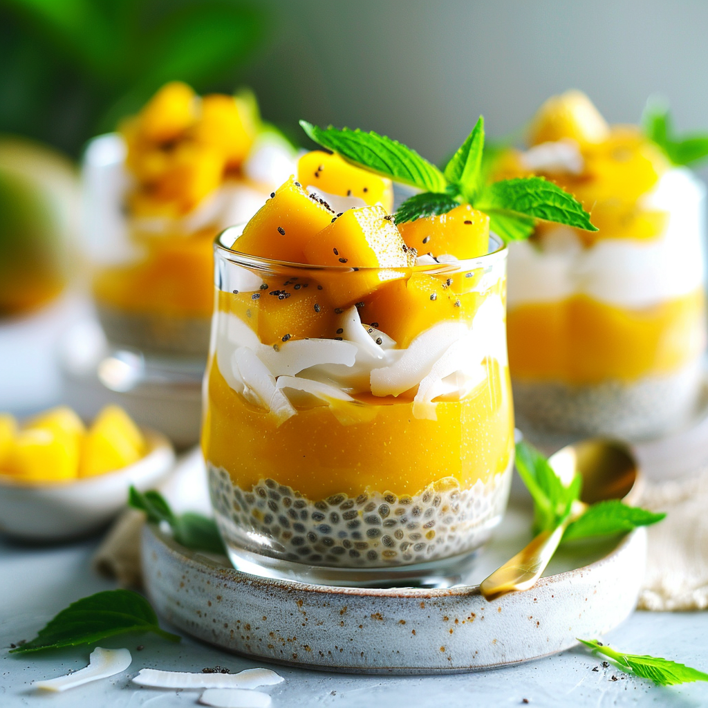 Mango Coconut Chia Cups Recipe 3 Mango Coconut Chia Cups Recipe - Recipe Image