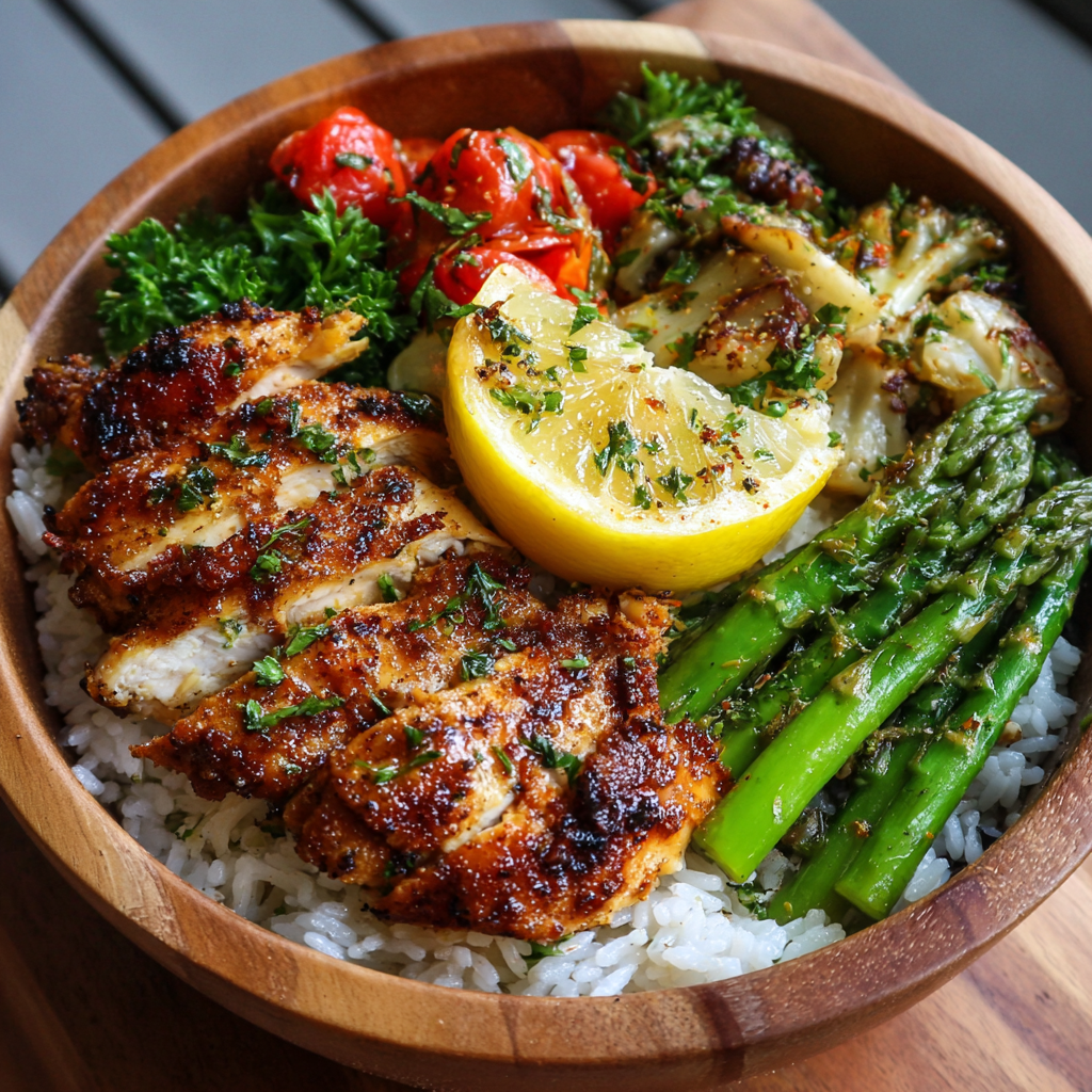 Lemon Garlic Chicken Bowl Recipe 2 Lemon Garlic Chicken Bowl Recipe - Recipe Image