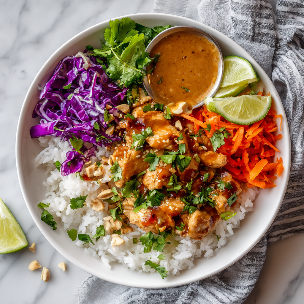 Thai Peanut Chicken Bowl Recipe - Recipe Image