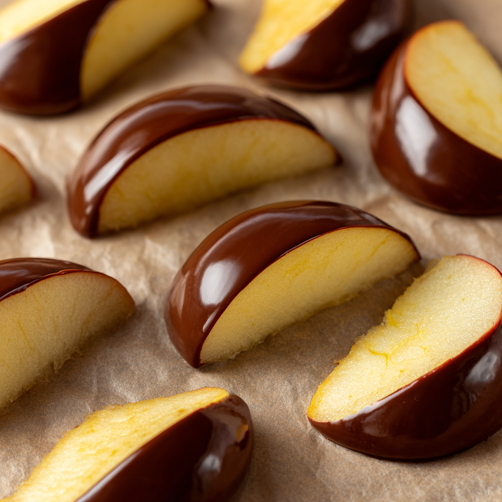 Chocolate Dipped Apple Slices Recipe - Recipe Image