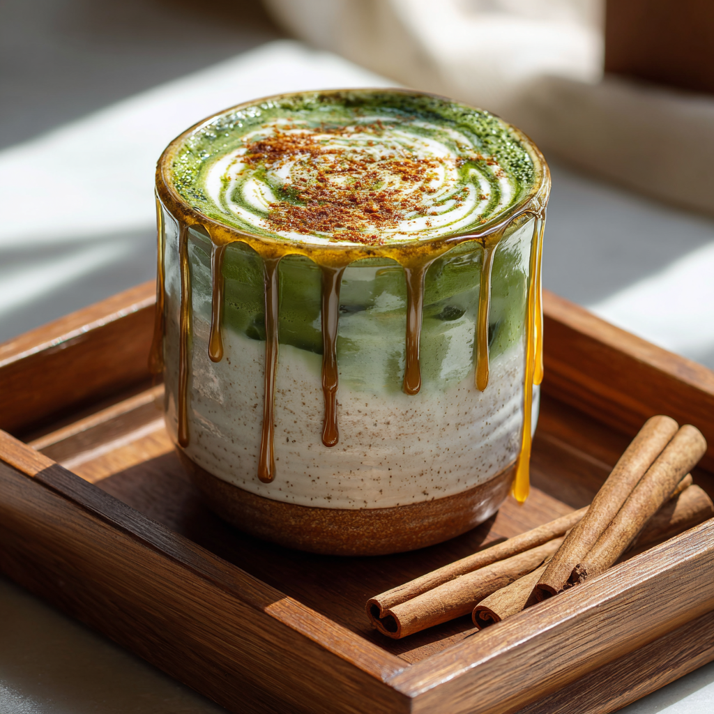 Iced Honey Cinnamon Matcha Recipe - Recipe Image