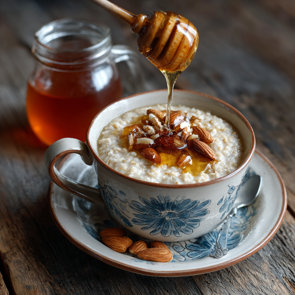 Oatmeal with Honey and Almonds Recipe 3 Oatmeal with Honey and Almonds Recipe - Recipe Image