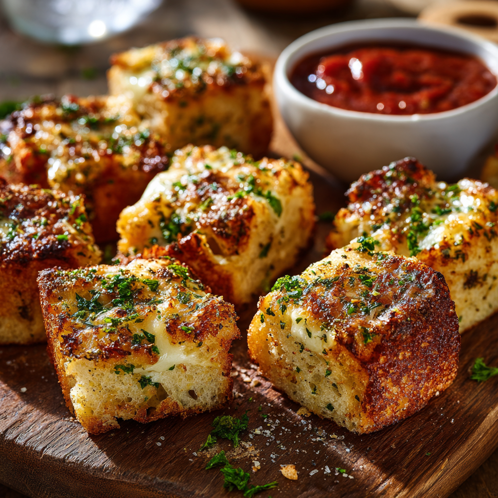 Cheesy Garlic Bread Bites Recipe - Recipe Image