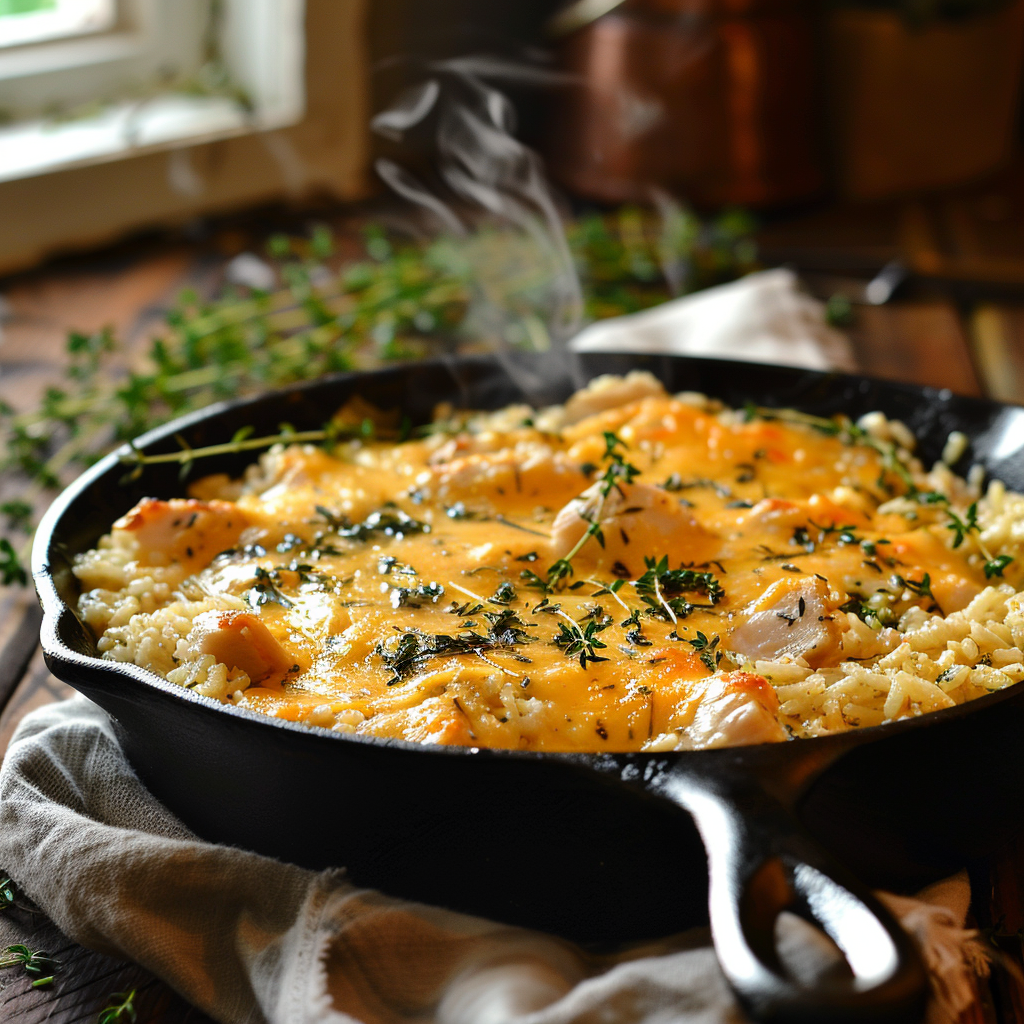 One-Pot Creamy Chicken and Rice Casserole Recipe - Recipe Image