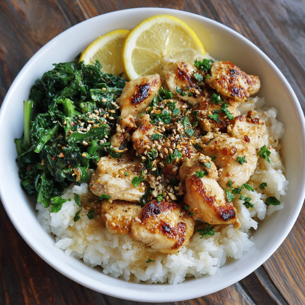 Lemon Garlic Chicken Bowl Recipe 3 Lemon Garlic Chicken Bowl Recipe - Recipe Image