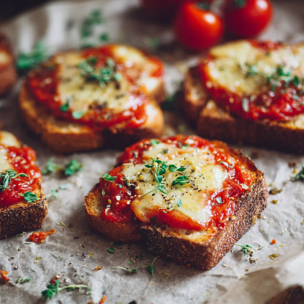 Mini Pizza Toasts Recipe 3 Mini Pizza Toasts Recipe - Recipe Image