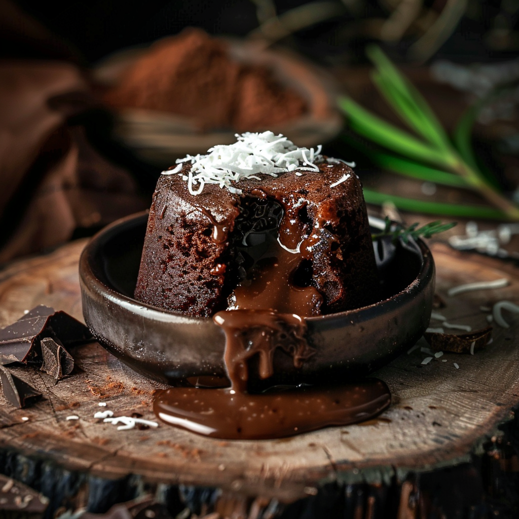 Chocolate Coconut Lava Cake Recipe 2 Chocolate Coconut Lava Cake Recipe - Recipe Image