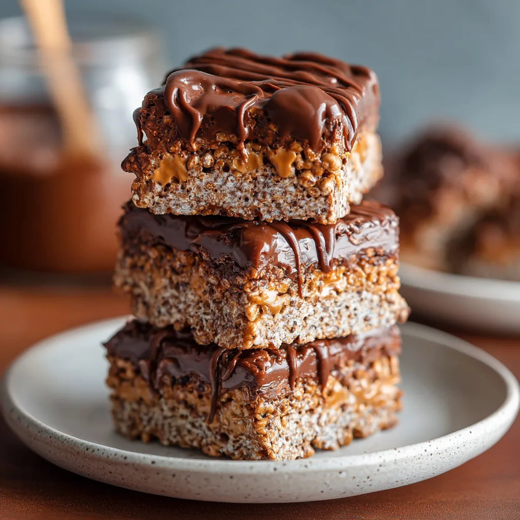 Peanut Chocolate Rice Cake Bars 🍫 Recipe - Recipe Image