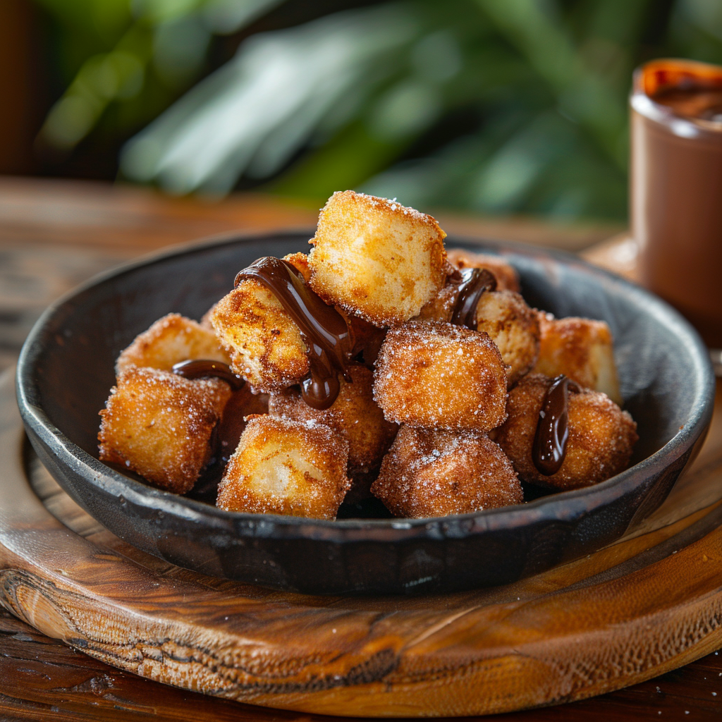 Churro Bites with Chocolate Dip 🍩 Recipe 3 Churro Bites with Chocolate Dip 🍩 Recipe - Recipe Image