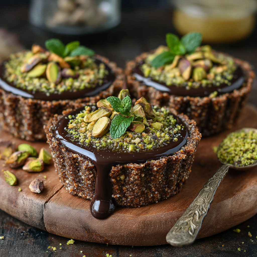 Chocolate Pistachio Tartlets 💚 Recipe