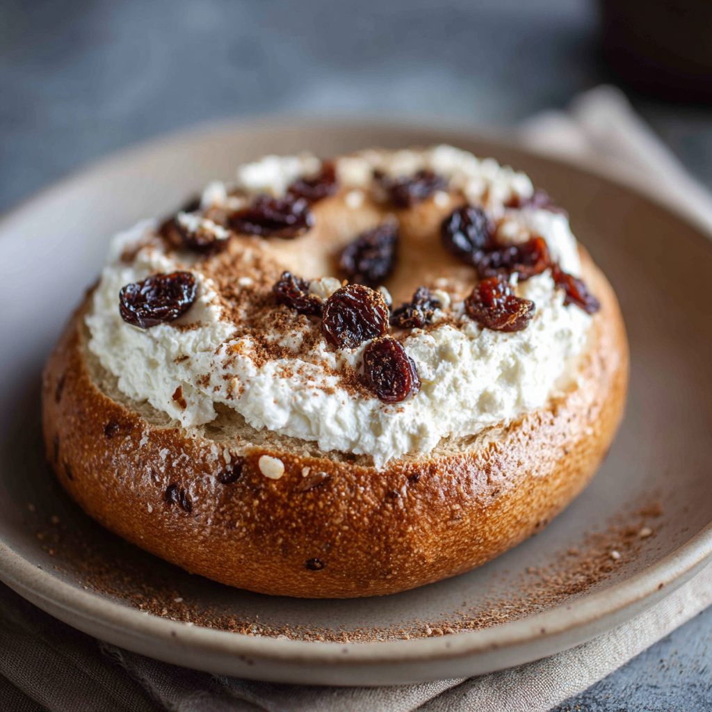 Cinnamon Raisin Bagel with Cream Cheese Recipe - Recipe Image