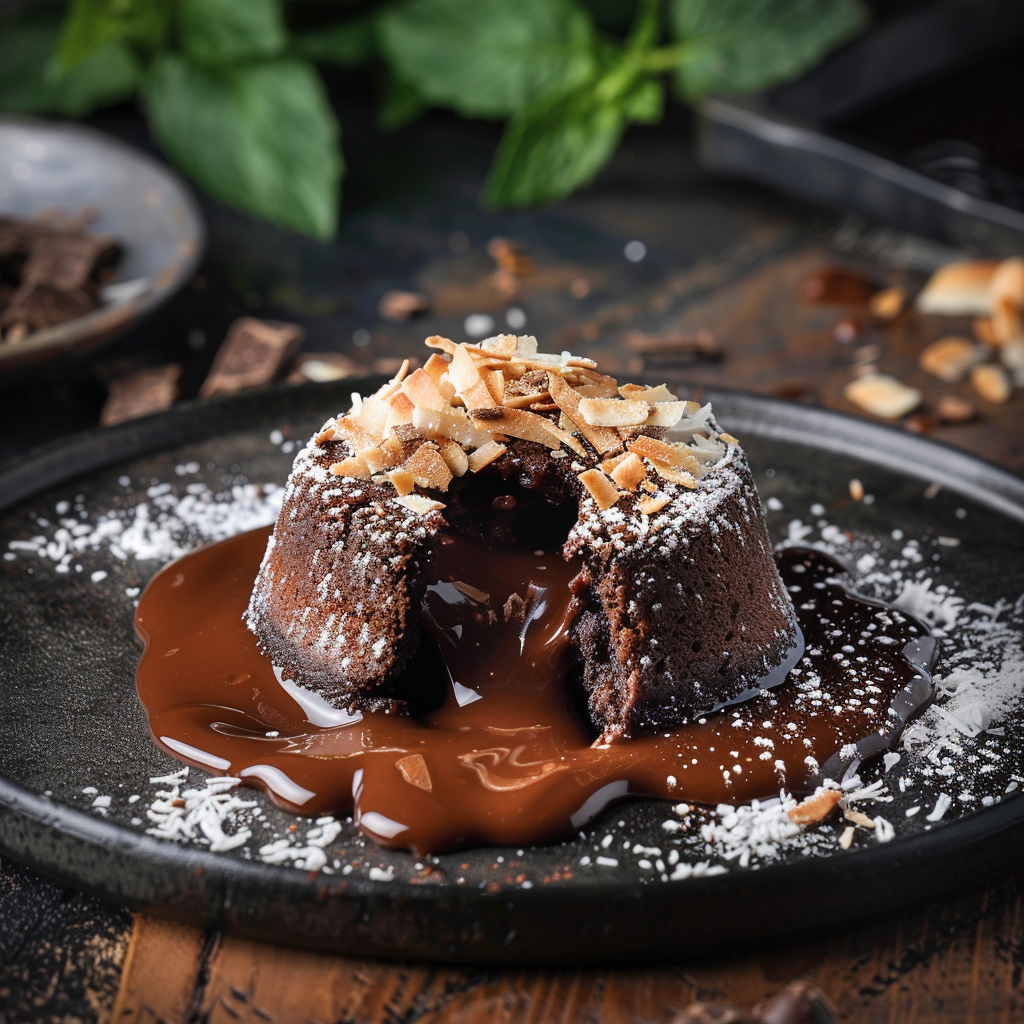 Chocolate Coconut Lava Cake Recipe 3 Chocolate Coconut Lava Cake Recipe - Recipe Image