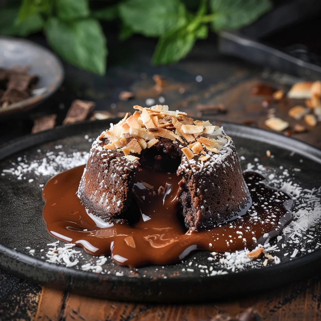 Chocolate Coconut Lava Cake Recipe 3 Chocolate Coconut Lava Cake Recipe - Recipe Image