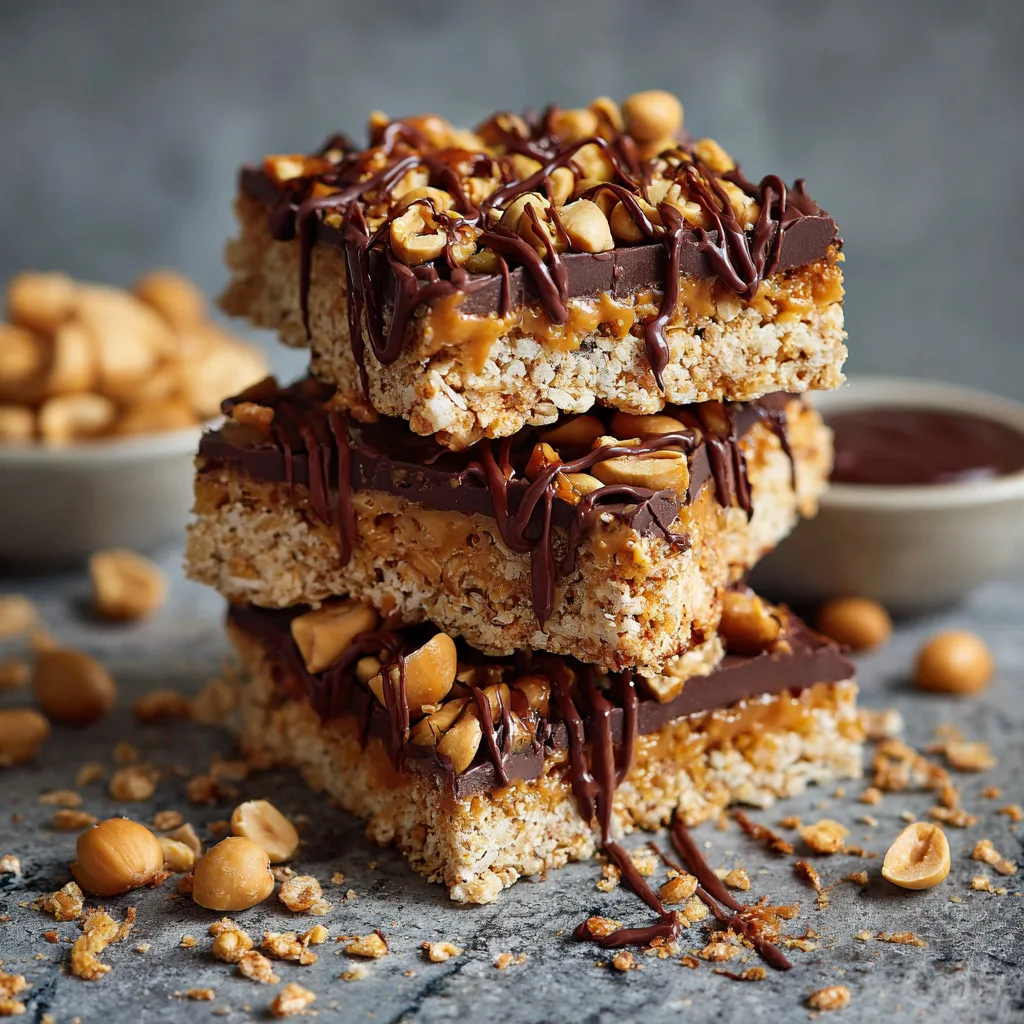 Peanut Chocolate Rice Cake Bars 🍫 Recipe - Recipe Image