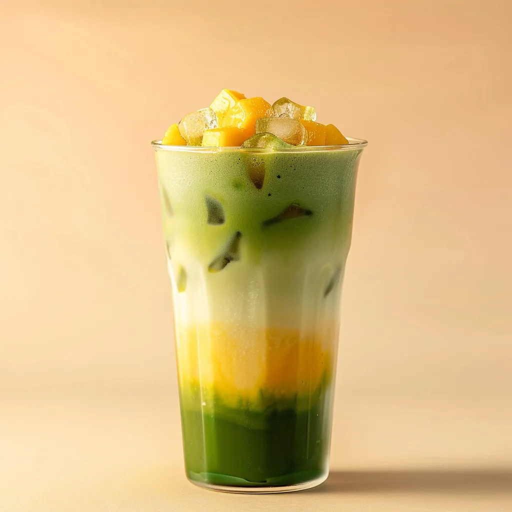 Iced Mango Matcha Latte Recipe 3 Iced Mango Matcha Latte Recipe - Recipe Image